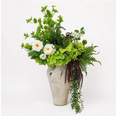 White green faux flowers blooms art