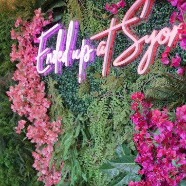 neon sign flower wall